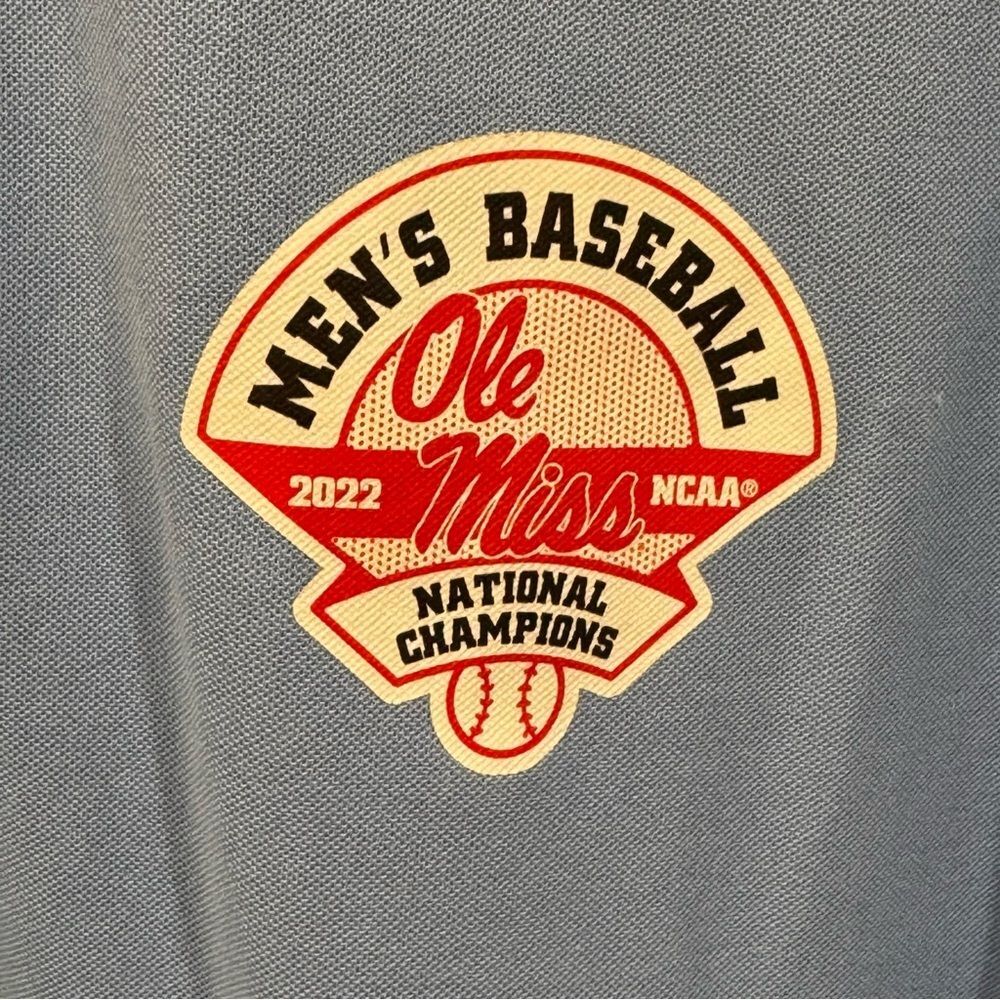 Columbia Golf Ole Miss 2022 National Champions Polo Shirt Omni-Wick L Blue - Picture 5 of 9